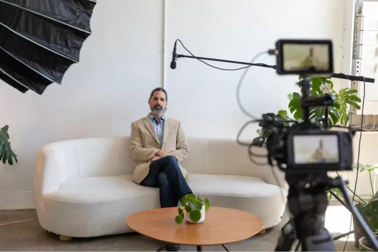 A man awaiting to tell his story in a documentary video